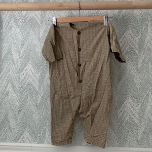 Ca grown plaid long sleeve jumpsuit